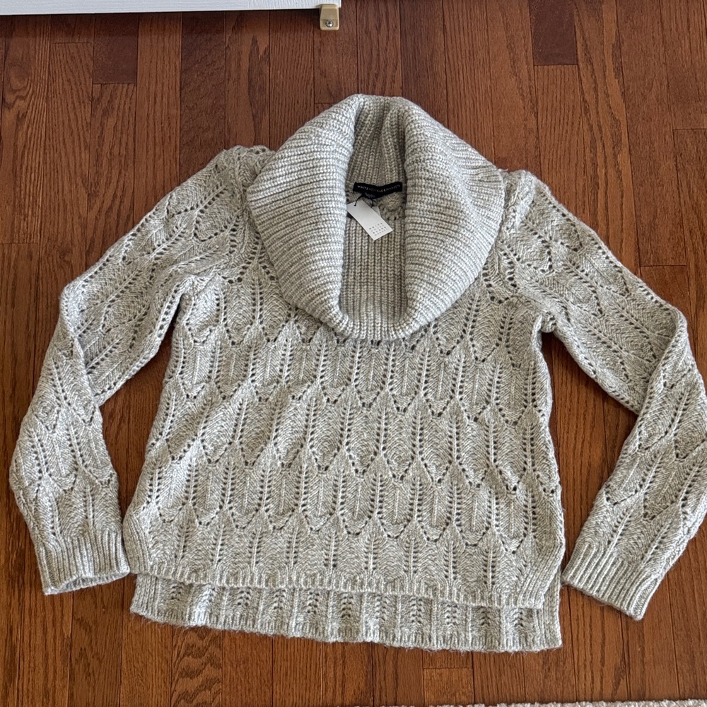 White House Black Market Light Gray Cowl Neck Sweater